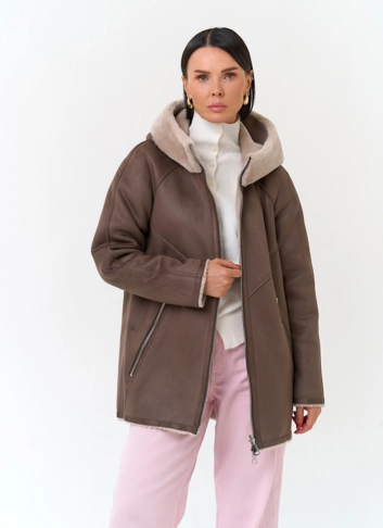 Женская дубленка из эко замши