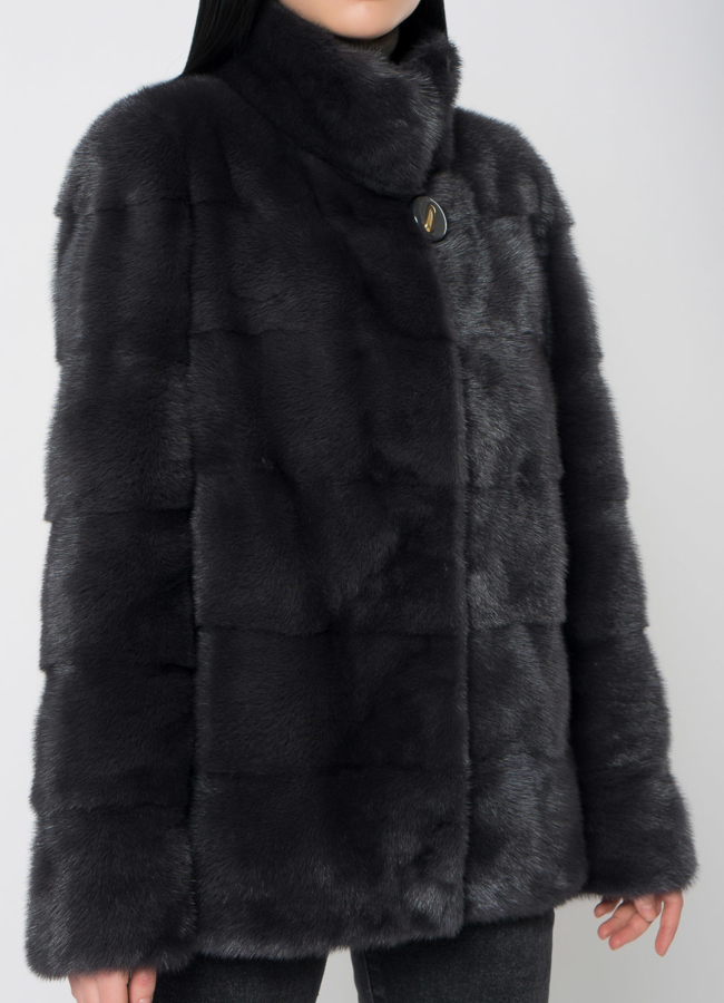 Куртка из норки в сером цвете модель № 25394 в рассрочку