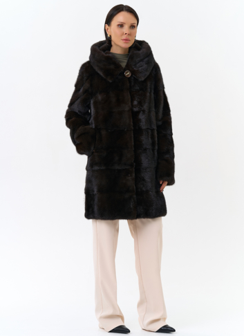 Норковая шуба с капюшоном