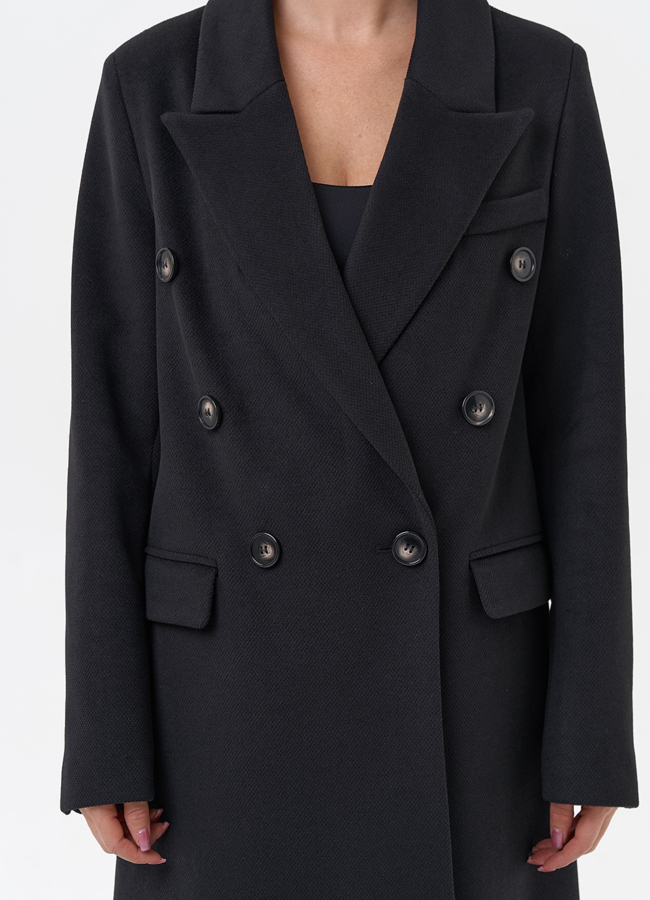 Длинное двубортное пальто с английским воротником модель № 29543 универмаг малина