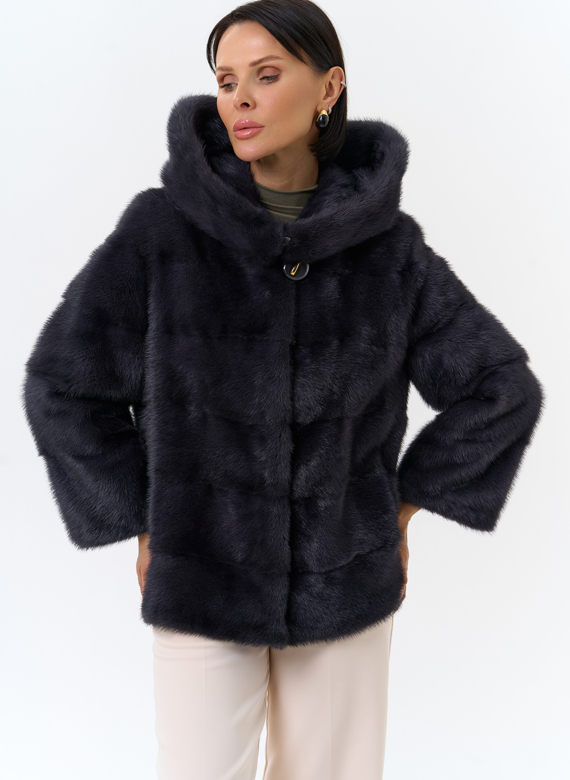 Норковая шуба трансформер с капюшоном