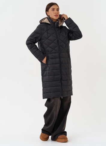 Стеганый пуховик с капюшоном