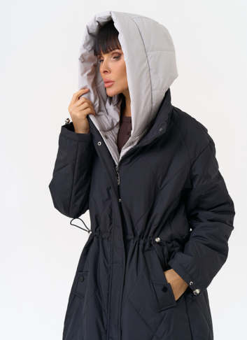 Женская удлиненная куртка со съемным капюшоном
