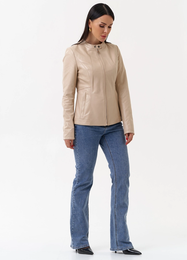 фото Светлая кожаная куртка модель № 75140
