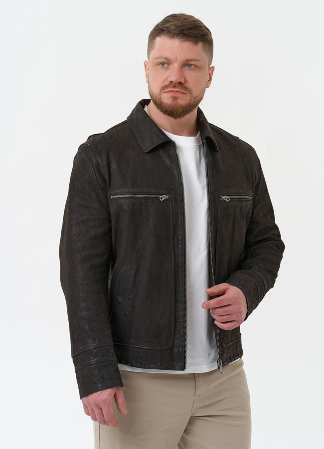 Мужская куртка из натуральной кожи  модель № 30061 универмаг малина