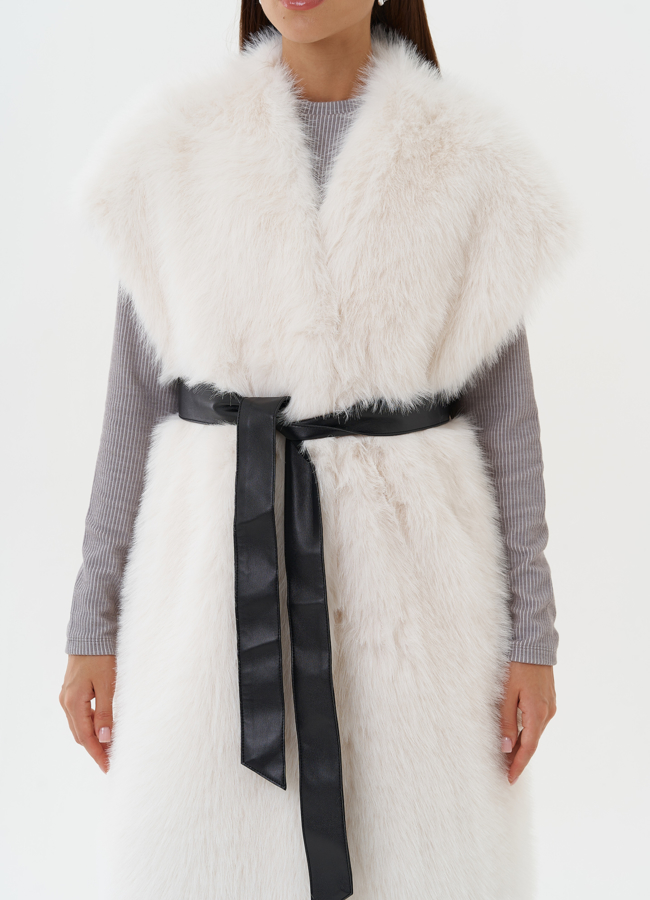 Удлиненный жилет из экомеха модель № 27751 в рассрочку