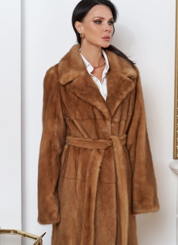 Женская длинная шуба из меха норки