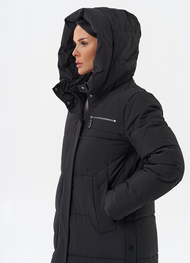 Длинный пуховик с капюшоном модель № 29179 в рассрочку