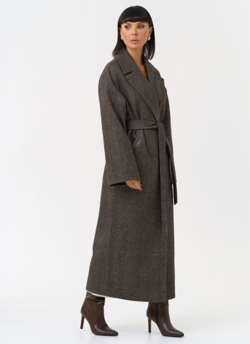 Женское длинное пальто с английским воротником