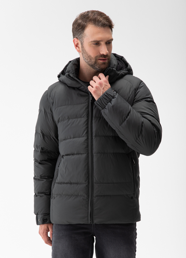 Мужской пуховик с капюшоном  модель № 28876 универмаг малина