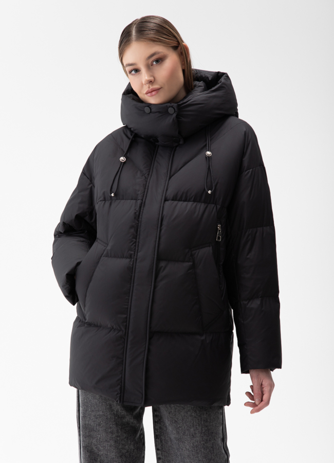 Женский пуховик с капюшоном  модель № 28013 универмаг малина