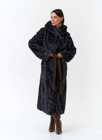 Шуба из меха норки с капюшоном фото
