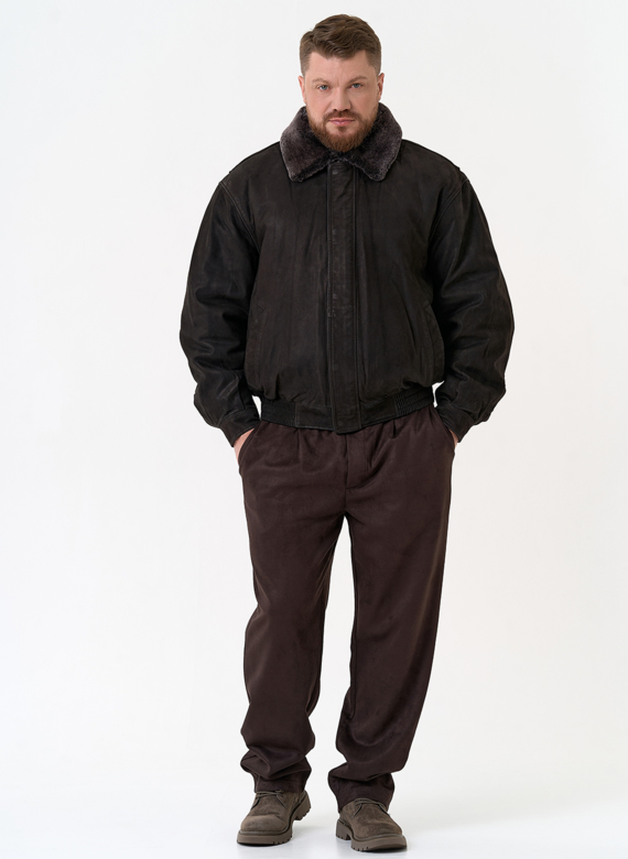 Куртка пилот из натуральной кожи с отделкой из овчины