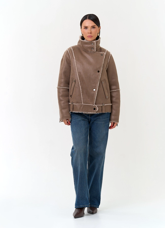 Женская дубленка из эко замши модель № 33908 в рассрочку