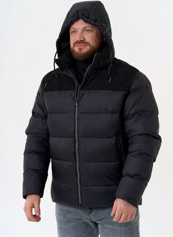 Мужской пуховик с отделкой из вельвета