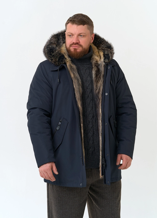 Парка мужская на мехе из волка модель № 34427 универмаг малина фото