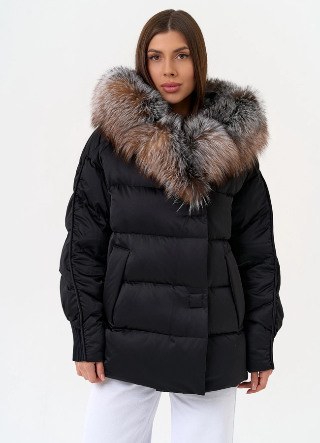 Женский пуховик с капюшоном из меха блюфрост модель № 31444 в кредит