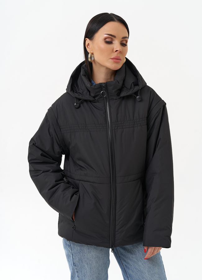 Женская утепленная куртка со съемными рукавами модель № 30011 универмаг малина