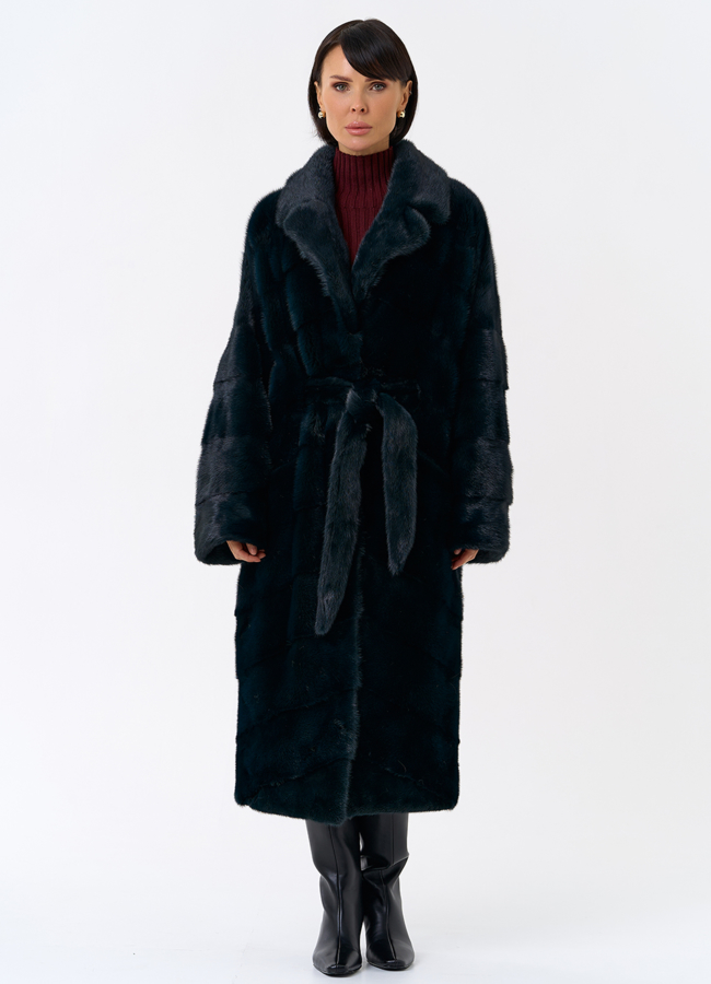 Зеленая шуба из норки модель № 31872 универмаг малина