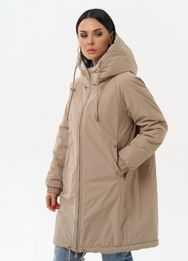 Женская удлиненная куртка с капюшоном модель № 30013 универмаг малина